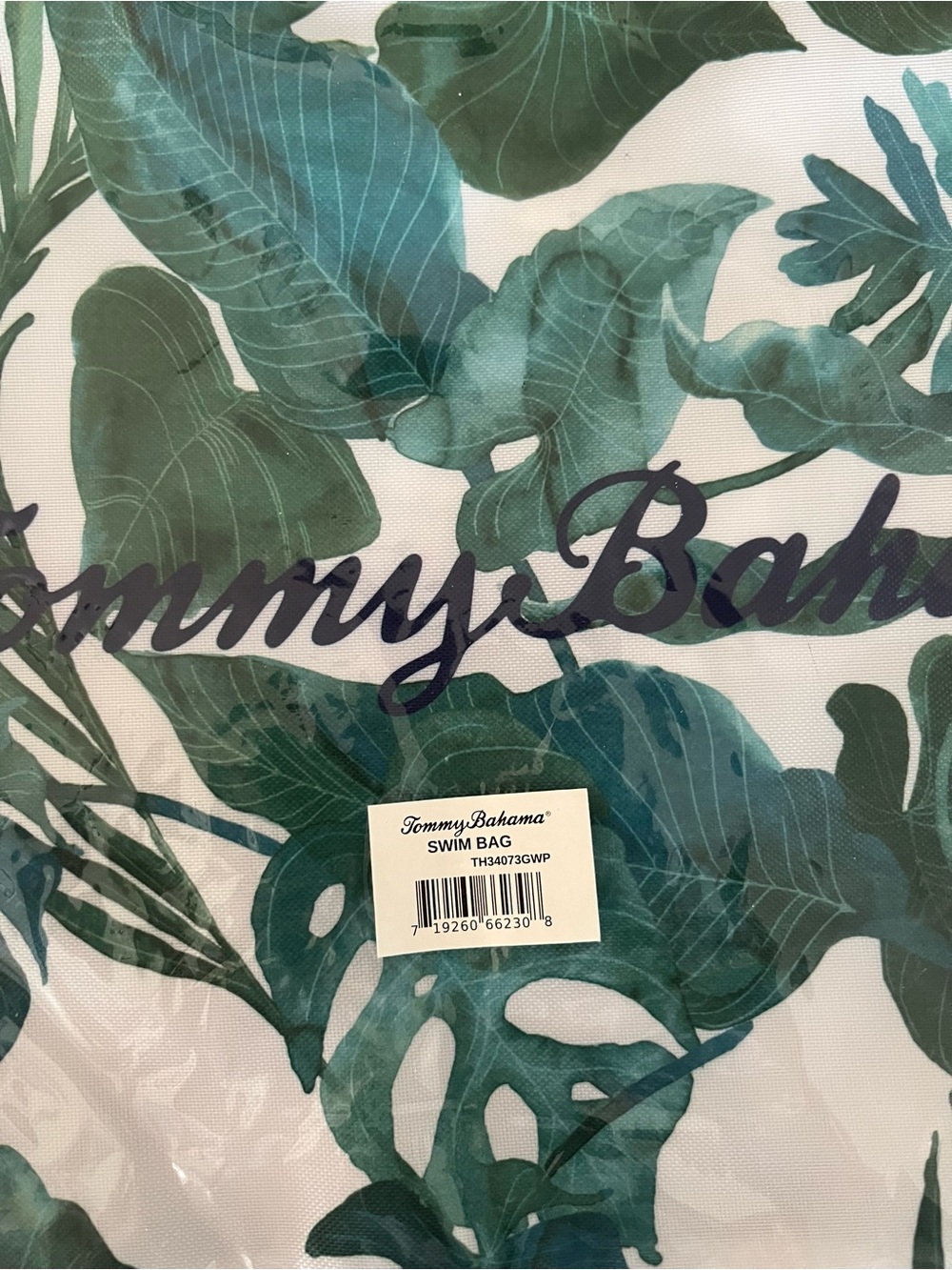 Tommy Bahama Teal and Green Tropical Leaf Swim Bag